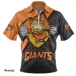 GWS GIANTS Breaking Through Fan Design Zip Polo Shirt