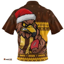 Hawthorn Merry Christmas Down Under Footy Power Style Zip Polo Shirt