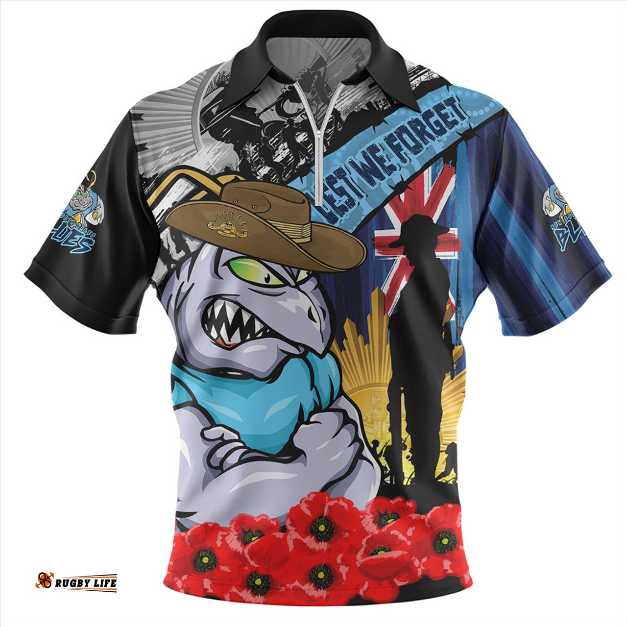 New South Wales Blues United In Spirit Anzac Day Tribute Zip Polo Shirt