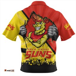 Gold Coast SUNS Breaking Through Fan Design Zip Polo Shirt
