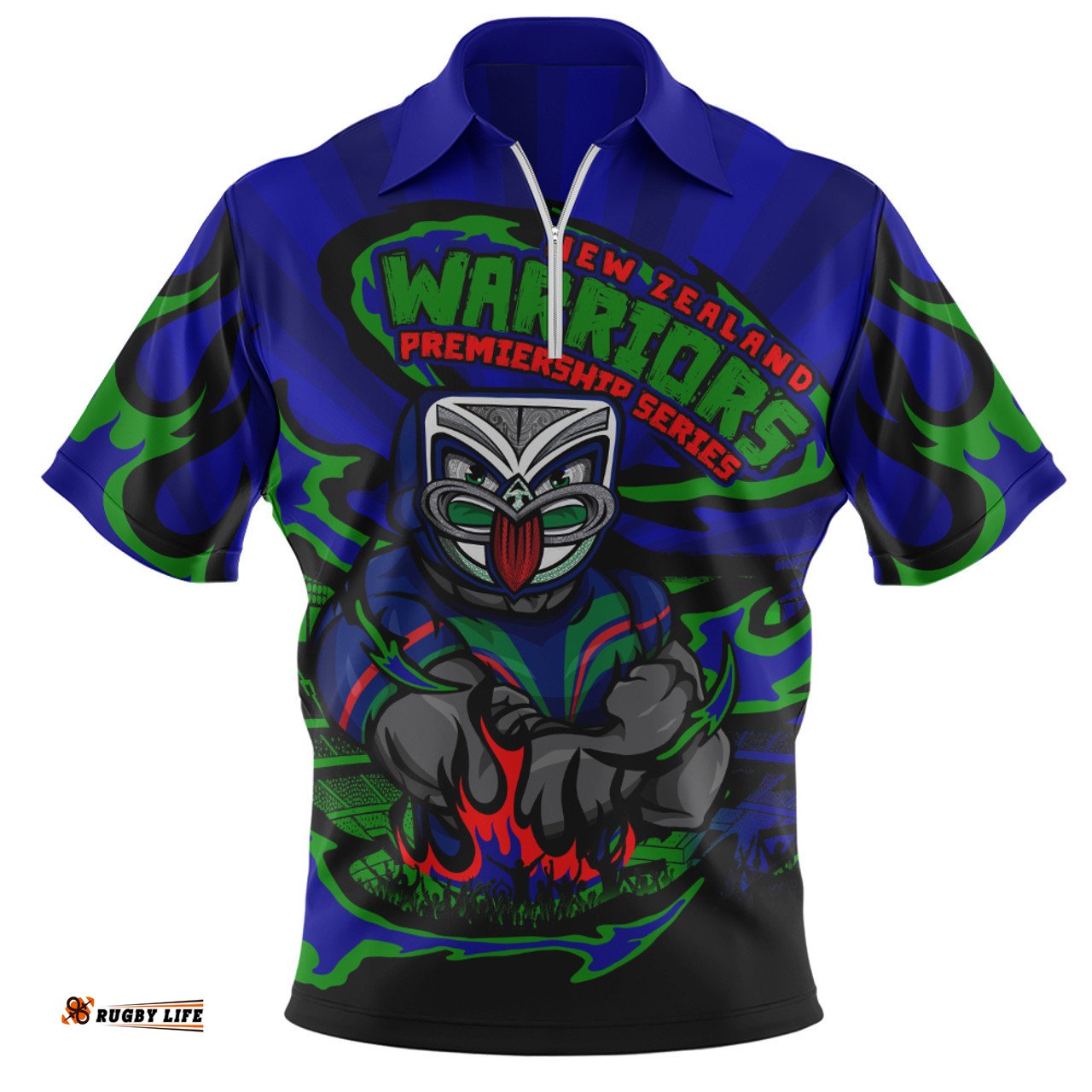 New Zealand Warriors Premiership Series Sports Gear Zip Polo Shirt