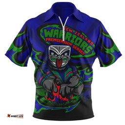 New Zealand Warriors Premiership Series Sports Gear Zip Polo Shirt