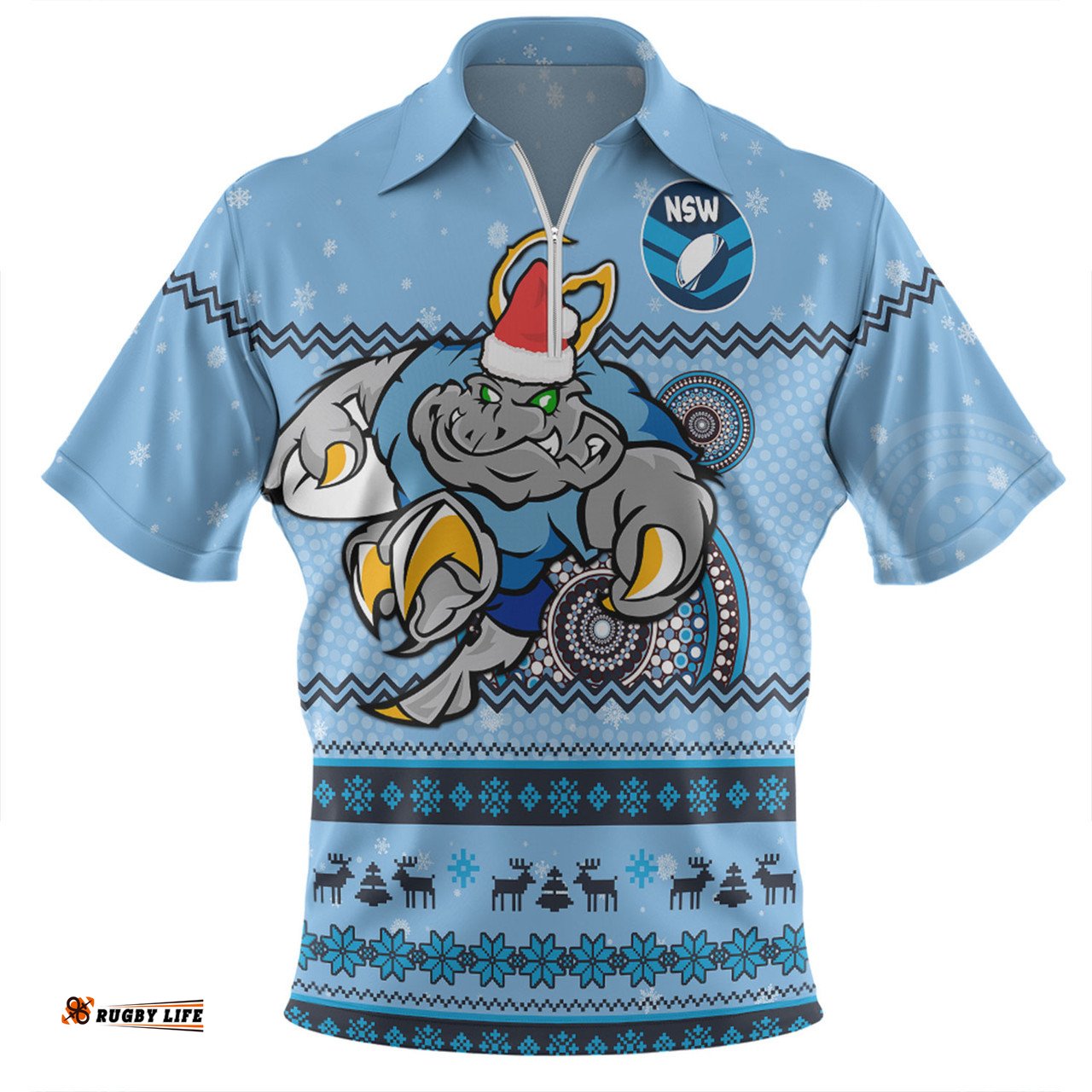 New South Wales Cockroaches Christmas Custom Ugly Xmas And Aboriginal Patterns For Die Hard Fan Zip Polo Shirt