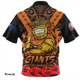 GWS GIANTS Ripped Legacy Of The Game The ANZAC Spirit Lives On Zip Polo Shirt