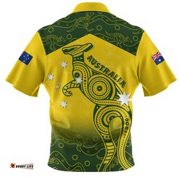 Indigenous Australian Aboriginal Dreamtime Kangaroo Australia Pride Zip Polo Shirt