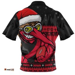 Essendon Merry Christmas Down Under Footy Power Style Zip Polo Shirt