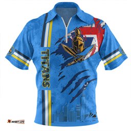 Gold Coast Titans Happy Australia Day Flag Scratch Style Zip Polo Shirt