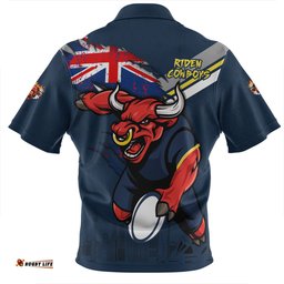 North Queensland Cowboys Zip Polo Shirt Custom For Die Hard Fan Australia Flag Scratch Style
