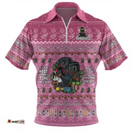 Penrith Panthers Christmas Custom Zip Polo Shirt - Chrissie Spirit Zip Polo Shirt