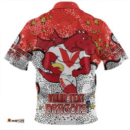 St. George Illawarra Dragons Custom Zip Polo Shirt - Team With Dot And Star Patterns For Tough Fan Zip Polo Shirt
