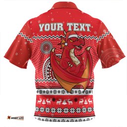St. George Illawarra Dragons Christmas Custom Zip Polo Shirt - Ugly Xmas And Aboriginal Patterns For Die Hard Fan Zip Polo Shirt