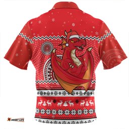 St. George Illawarra Dragons Christmas Custom Zip Polo Shirt - Ugly Xmas And Aboriginal Patterns For Die Hard Fan Zip Polo Shirt