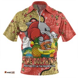 Redcliffe Dolphins Custom Zip Polo Shirt - Australian Big Things Zip Polo Shirt