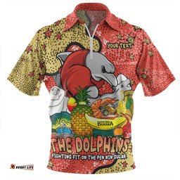 Redcliffe Dolphins Custom Zip Polo Shirt - Australian Big Things Zip Polo Shirt