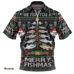 Australia Christmas Fishing Zip Polo Shirt - Merrry Fishmas Fishing Rod Christmas Tree Zip Polo Shirt