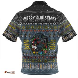 Penrith Panthers Christmas Custom Zip Polo Shirt - Chrissie Spirit Black Zip Polo Shirt