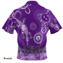 Australia Goanna Aboriginal Zip Polo Shirt - Indigenous Dot Goanna (Purple) Zip Polo Shirt