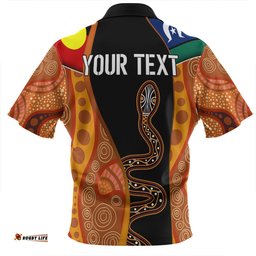 Australia Aboriginal Custom Zip Polo Shirt - Indigenous Rainbow Serpent Inspired Zip Polo Shirt