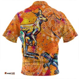 Australia Kangaroo Aboriginal Zip Polo Shirt - Australia Kangaroo And Goanna Zip Polo Shirt