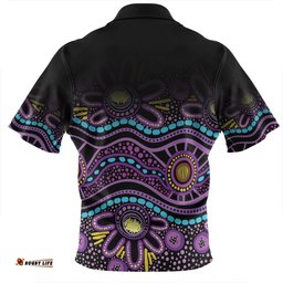 Australia Aboriginal Custom Zip Polo Shirt - Purple Dot In Aboriginal Style Zip Polo Shirt
