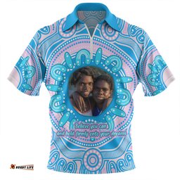 Australia Aboriginal Custom Zip Polo Shirt - Believe You Can And Hold Firmly Onto Your Dreams Personalised Photo (Blue) Zip Polo Shirt