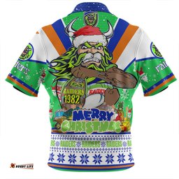 Canberra Raiders Christmas Custom Zip Polo Shirt - Canberra Viking Santa Aussie Big Things Zip Polo Shirt