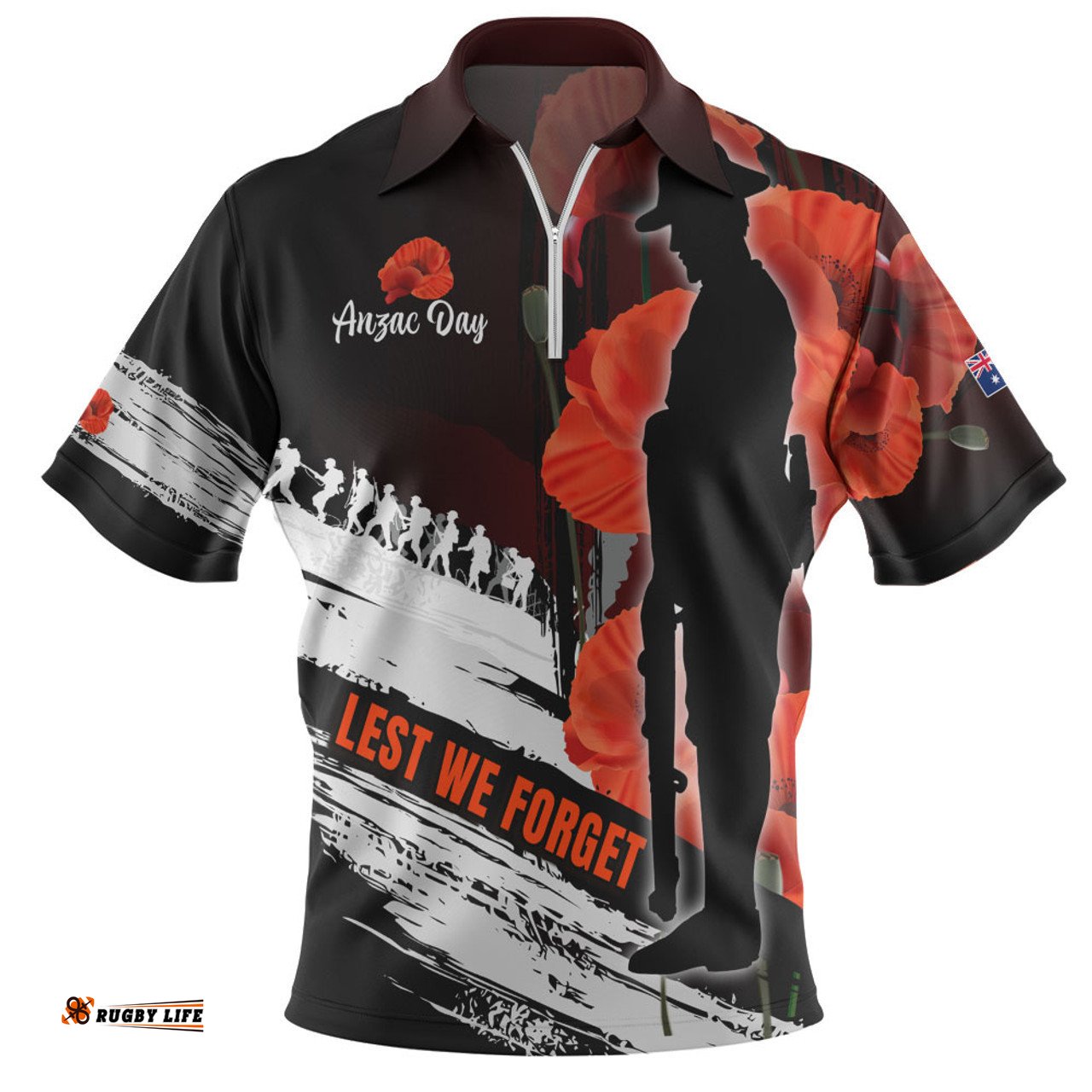 Australia Custom Zip Polo Shirt - Anzac Day Special Style