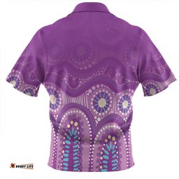 Australia Aboriginal Custom Zip Polo Shirt - Purple Aboriginal Dot Zip Polo Shirt