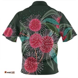 Australia Aboriginal Zip Polo Shirt - Australian Hakea Flowers Painting In Aboriginal Style Zip Polo Shirt