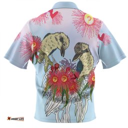 Australia Kookaburra Zip Polo Shirt - Couple Kookaburra With Eucalyptus Flower Art Zip Polo Shirt