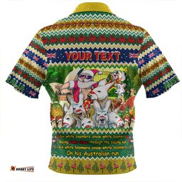 Australia Christmas Custom Zip Polo Shirt - Six White Boomers Zip Polo Shirt