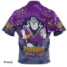 Melbourne Storm Custom Zip Polo Shirt - Team With Dot And Star Patterns For Tough Fan Zip Polo Shirt