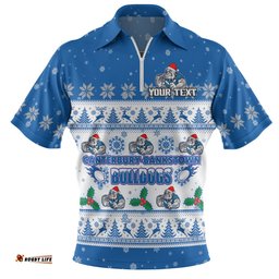 Canterbury-Bankstown Bulldogs Christmas Custom Zip Polo Shirt - Special Ugly Christmas Zip Polo Shirt