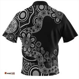 Australia Zip Polo Shirt Aboriginal Indigenous Dot Painting