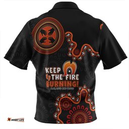 Australia Zip Polo Shirt Naidoc Week 2024 Keep The Fire Burning Aboriginal Dot Art Inspired