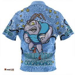 New South Wales Cockroaches Custom Zip Polo Shirt - Team With Dot And Star Patterns For Tough Fan Zip Polo Shirt