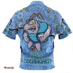 New South Wales Cockroaches Custom Zip Polo Shirt - Team With Dot And Star Patterns For Tough Fan Zip Polo Shirt