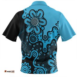 Australia Zip Polo Shirt Aboriginal Style Of Background Blue (Grey,Orange)