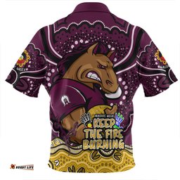 Brisbane Broncos Zip Polo Shirt Aboriginal Inspired Naidoc Week Custom For Die Hard Fan Supporters