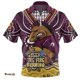 Brisbane Broncos Zip Polo Shirt Aboriginal Inspired Naidoc Week Custom For Die Hard Fan Supporters