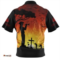 Australia Zip Polo Shirt Lest We Forget Horse Sunset