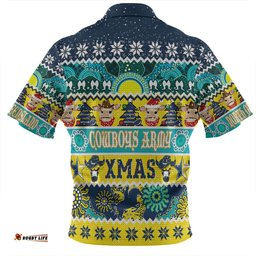 North Queensland Cowboys Christmas Aboriginal Custom Zip Polo Shirt - Indigenous Knitted Ugly Xmas Style Zip Polo Shirt
