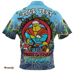 Gold Coast Titans Christmas Custom Zip Polo Shirt - Merry Christmas Our Beloved Team With Aboriginal Dot Art Pattern Zip Polo Shirt