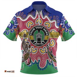 Australia Torres Strait Islands Custom Zip Polo Shirt - Torres Strait Islanders Dhari With Goannas And Dot Art Reunion Zip Polo Shirt