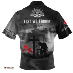 Australia Zip Polo Shirt Lest We Forget Remember Soldiers