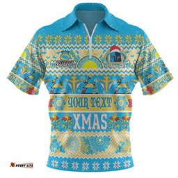 Gold Coast Titans Christmas Aboriginal Custom Zip Polo Shirt - Indigenous Knitted Ugly Xmas Style Zip Polo Shirt
