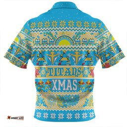 Gold Coast Titans Christmas Aboriginal Custom Zip Polo Shirt - Indigenous Knitted Ugly Xmas Style Zip Polo Shirt