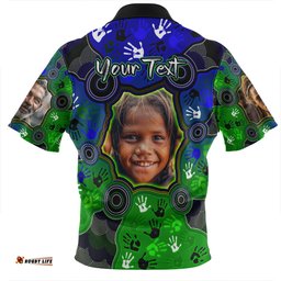 Australia Torres Strait Islands Custom Zip Polo Shirt - Aboriginal Dot Art Indigenous Handprints Personalised Photo Zip Polo Shirt
