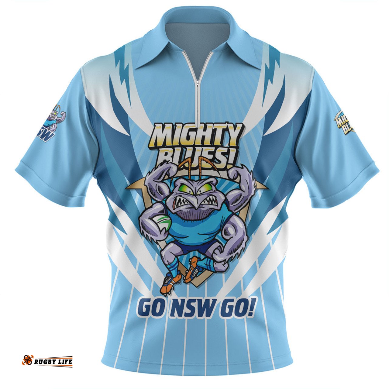 New South Wales Blues Zip Polo Shirt Custom State Of Origin 2024 Passionate Fan Born To Win Ver 2