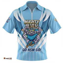 New South Wales Blues Zip Polo Shirt Custom State Of Origin 2024 Passionate Fan Born To Win Ver 2